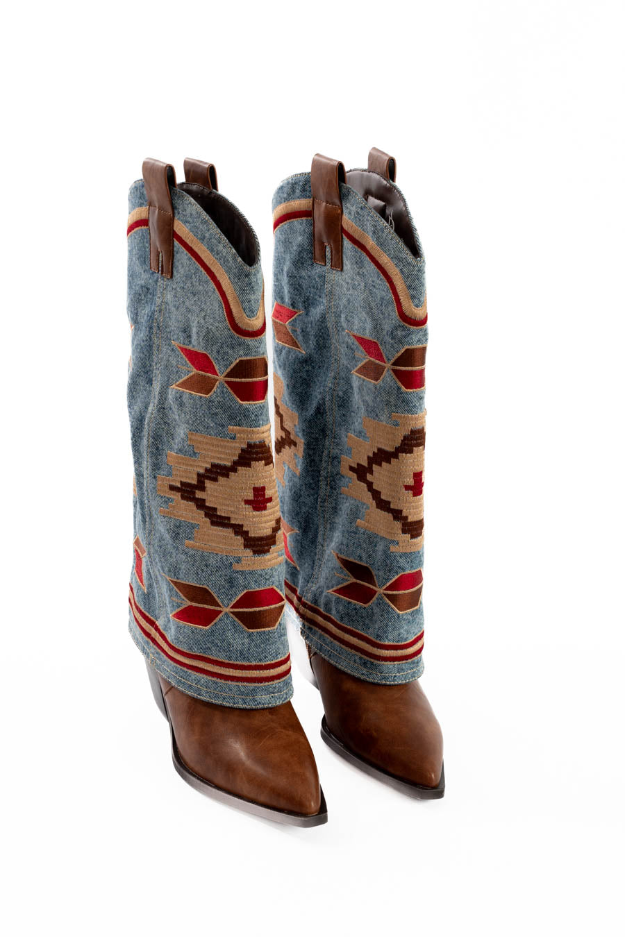Western Patterned PU & Textile Boots