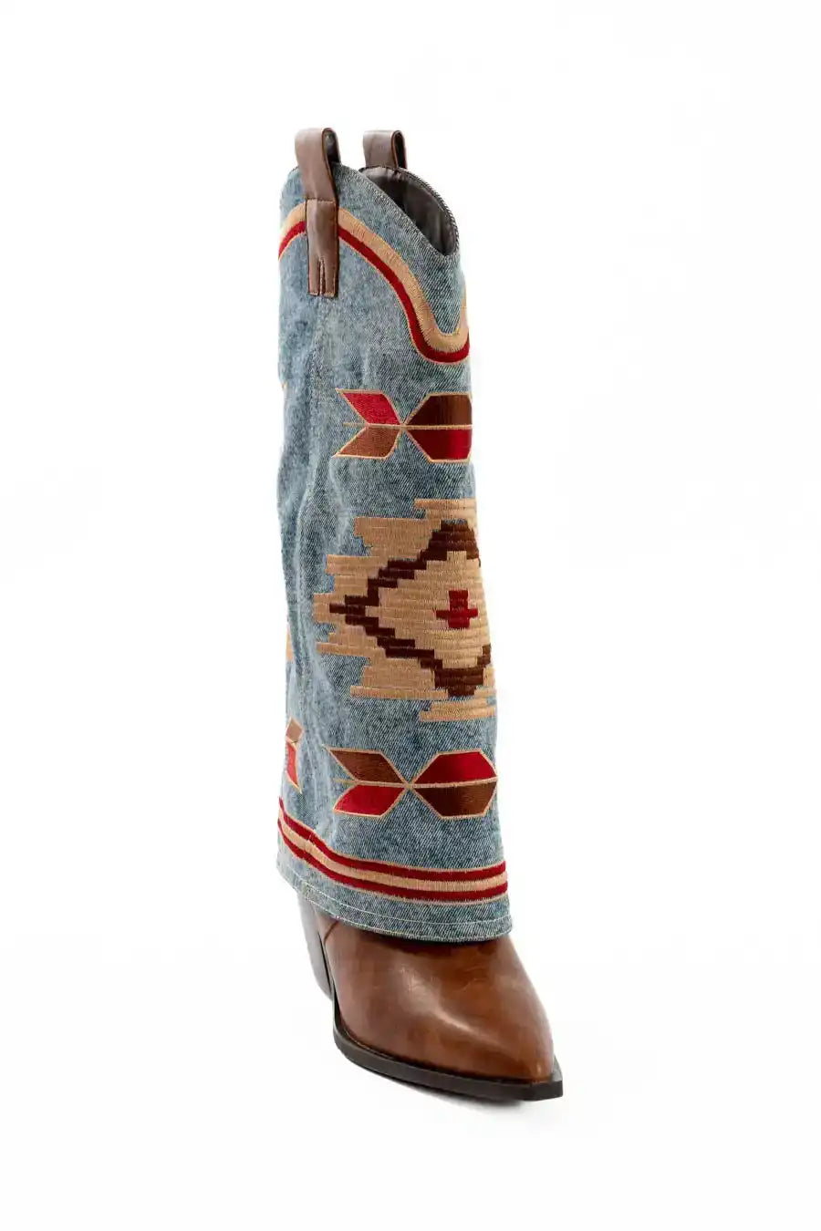 Western Patterned PU & Textile Boots