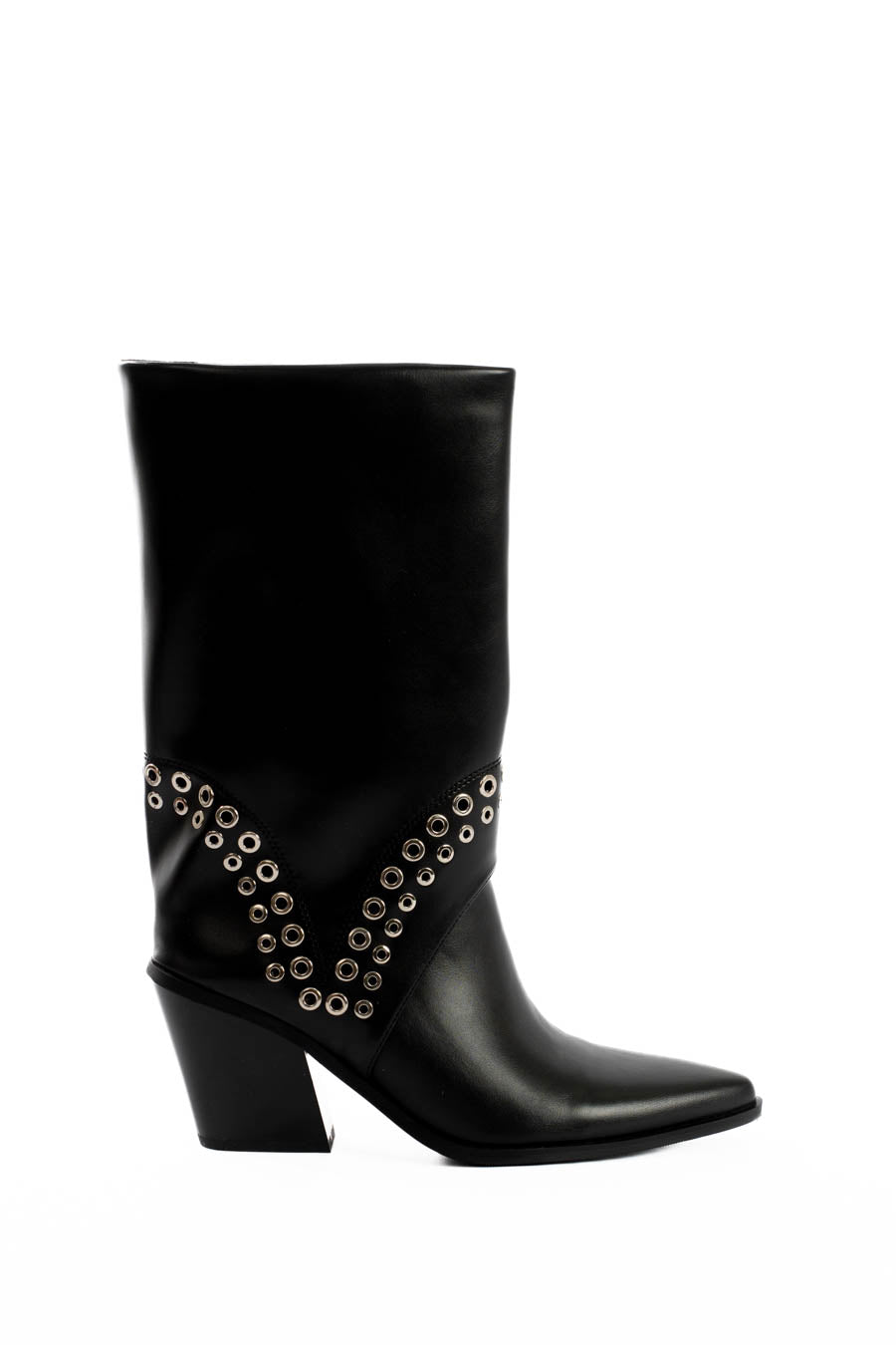 Studded Pointed Toe PU Boots
