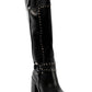 Studded Strap Knee High PU Boots