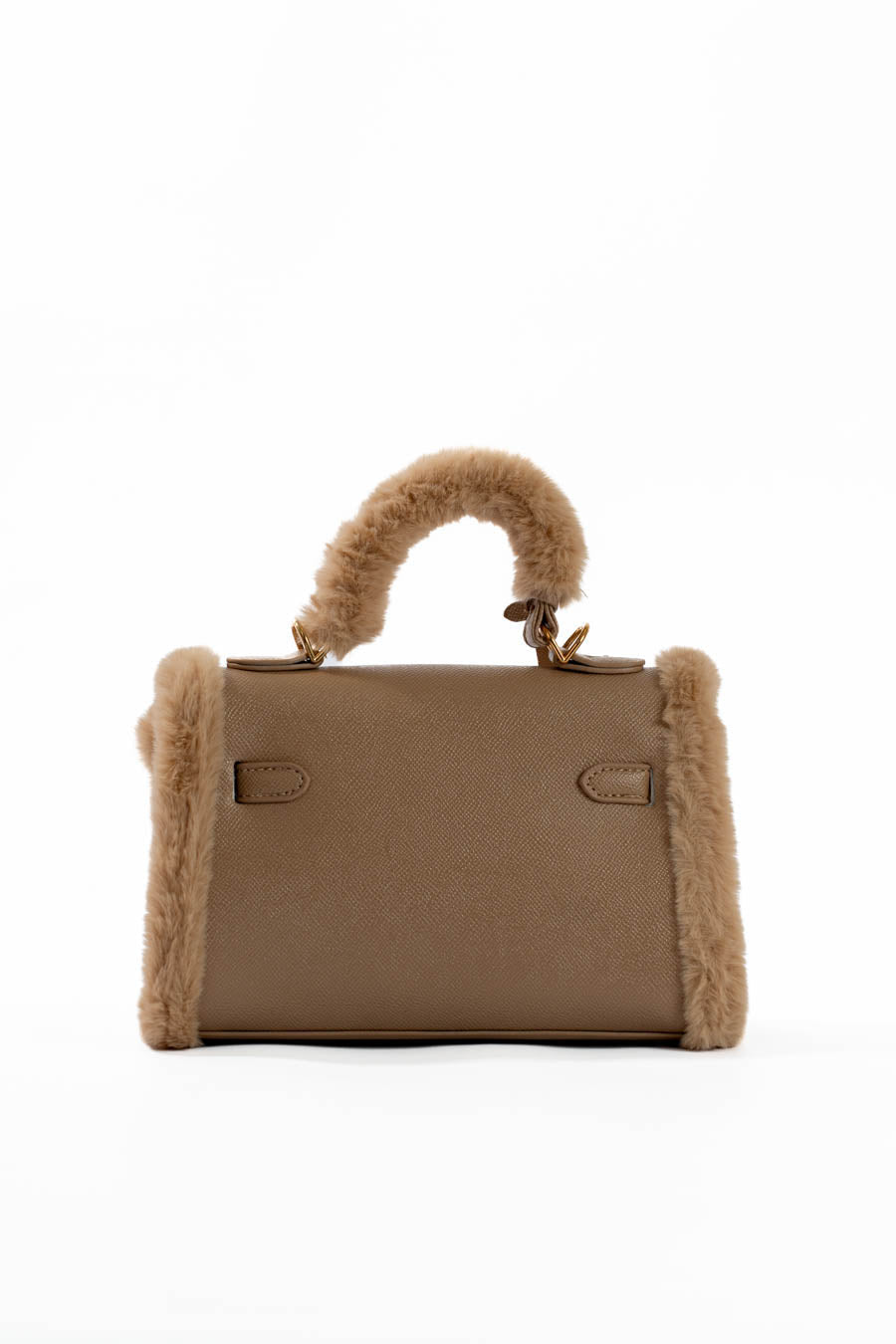 Fur Trim Elevated Top-Handle Bag