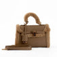 Fur Trim Elevated Top-Handle Bag