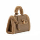 Fur Trim Elevated Top-Handle Bag