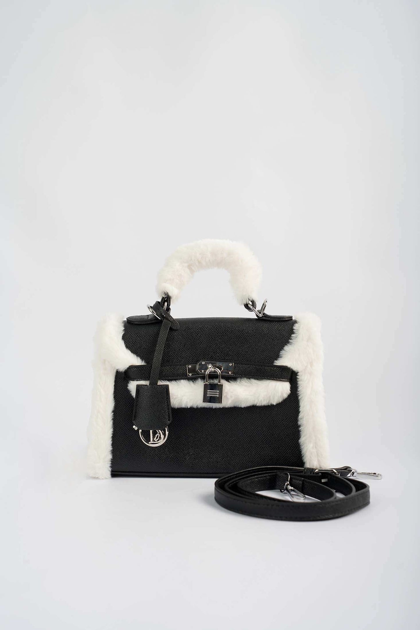 Fur Trim Elevated Top-Handle Bag