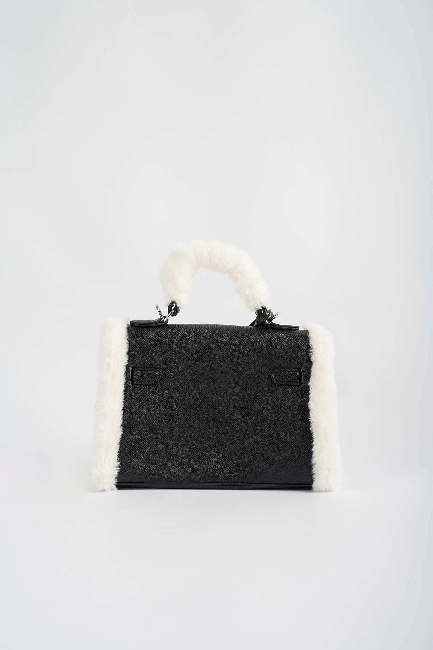 Fur Trim Elevated Top-Handle Bag