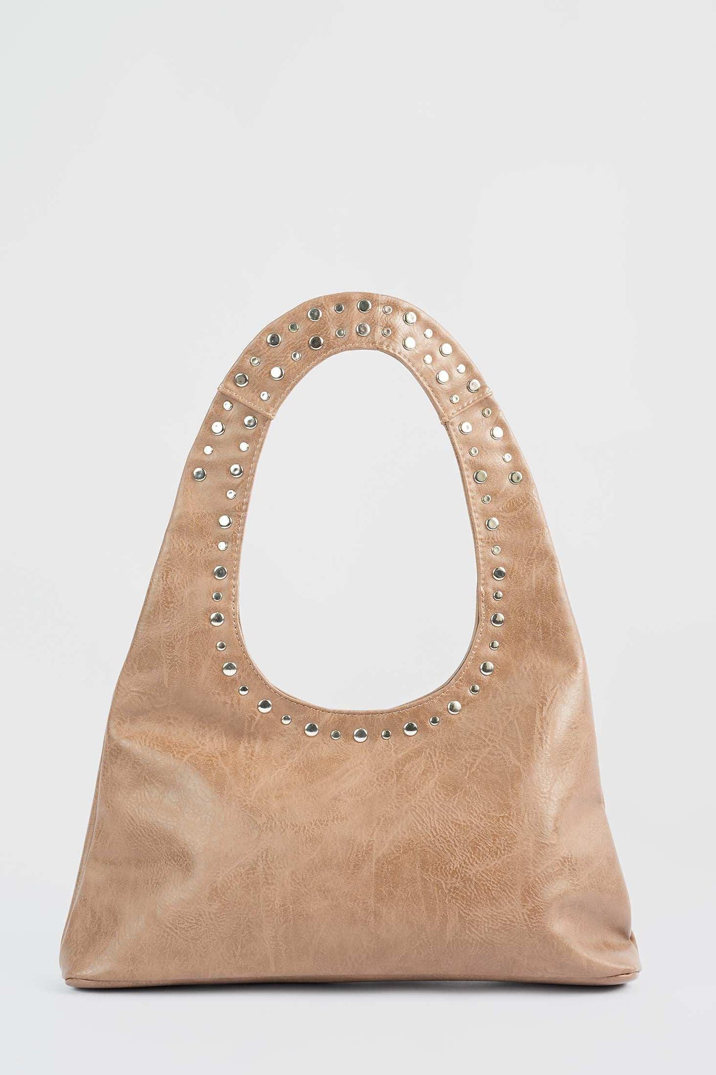 Nude Studded Hobo Bag