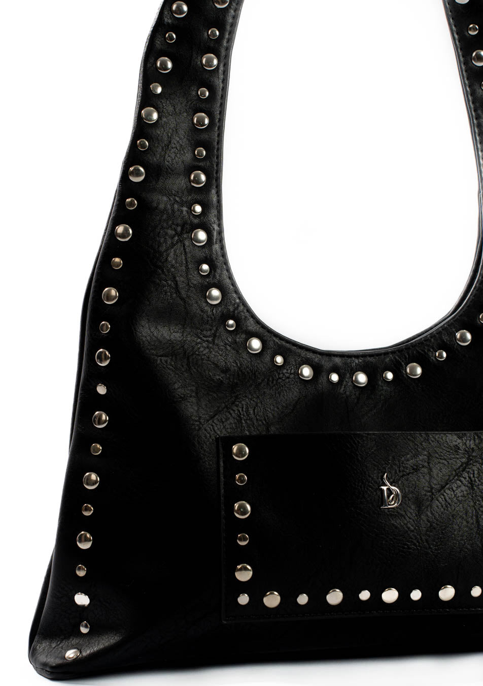 Midnight Studded Hobo Bag