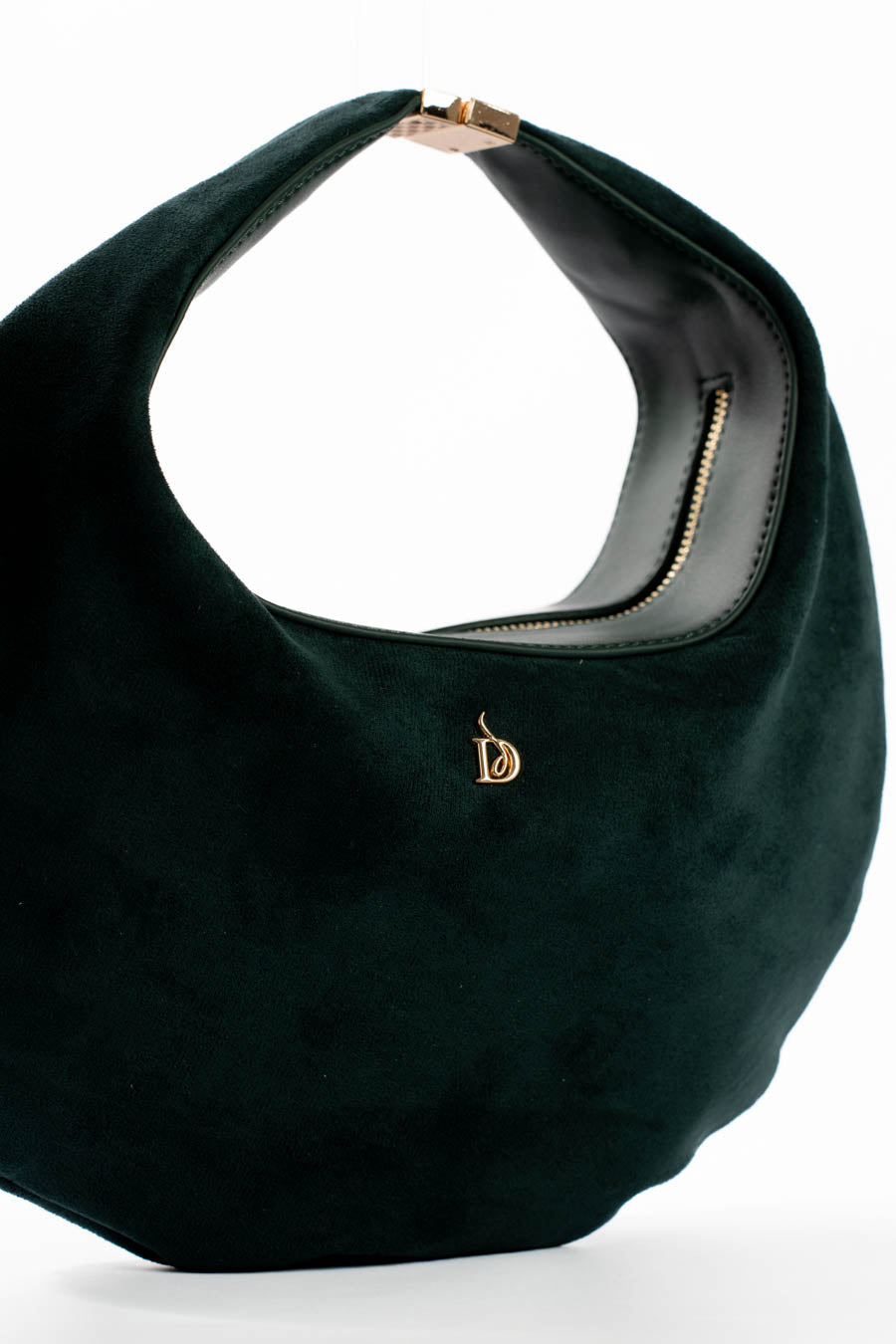 Suede Crescent-Shaped Handbag