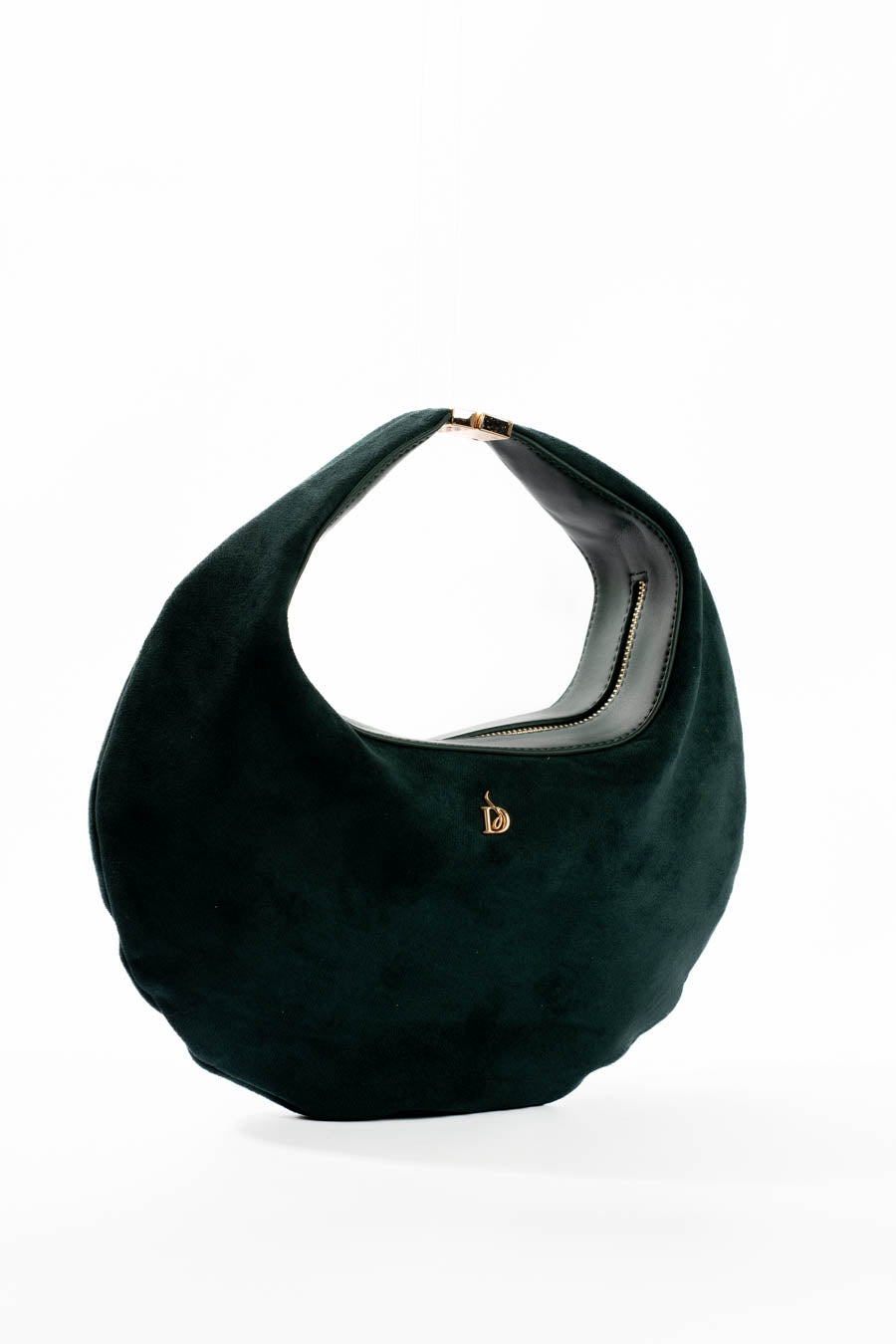Suede Crescent-Shaped Handbag