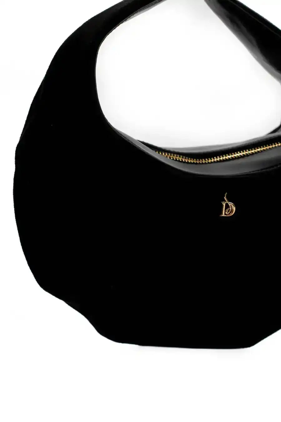 Suede Crescent-Shaped Handbag
