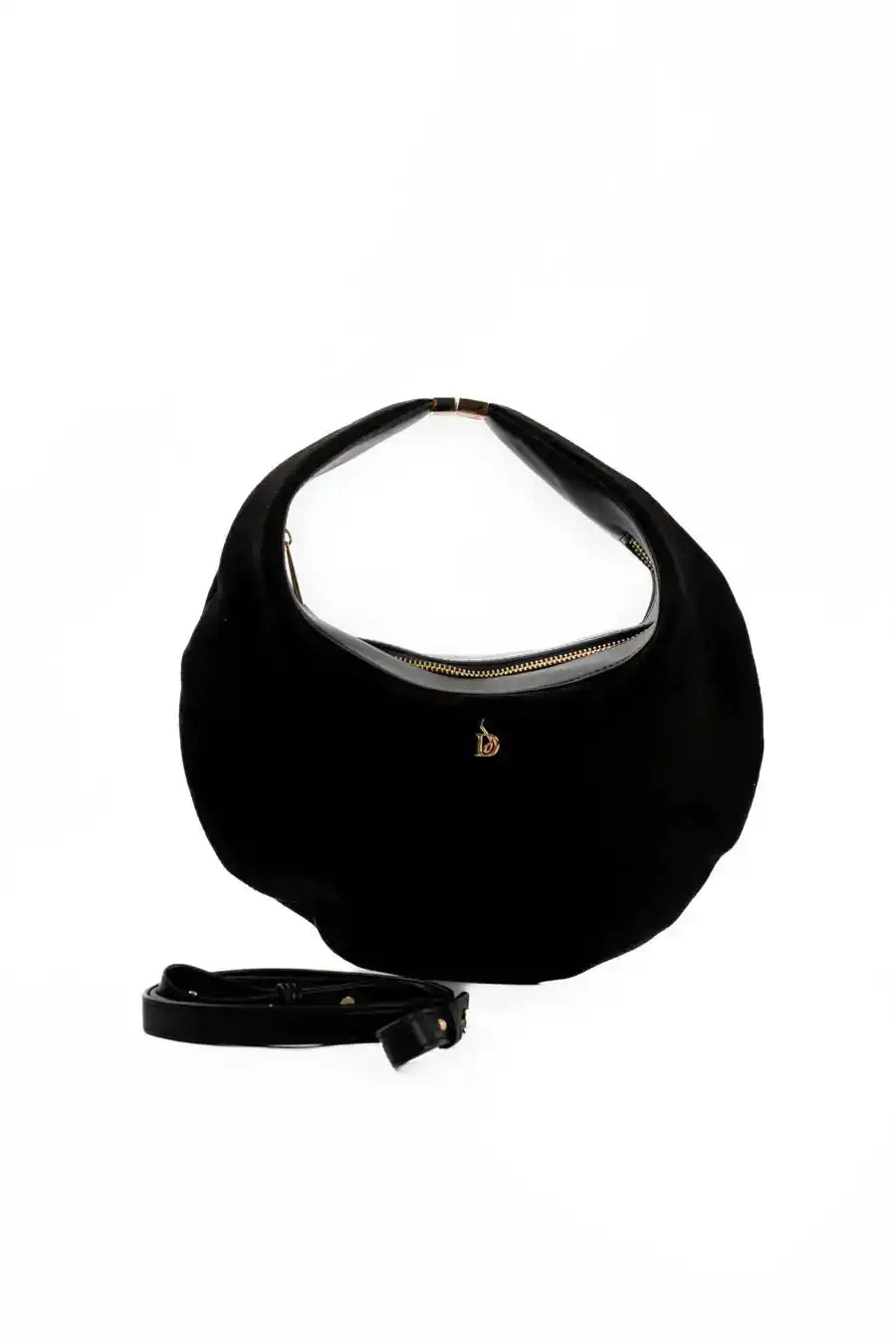 Suede Crescent-Shaped Handbag