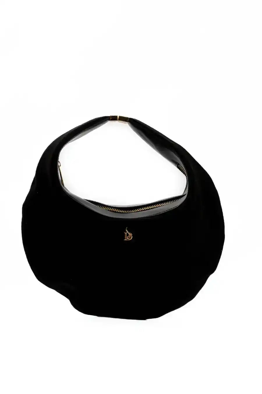 Suede Crescent-Shaped Handbag