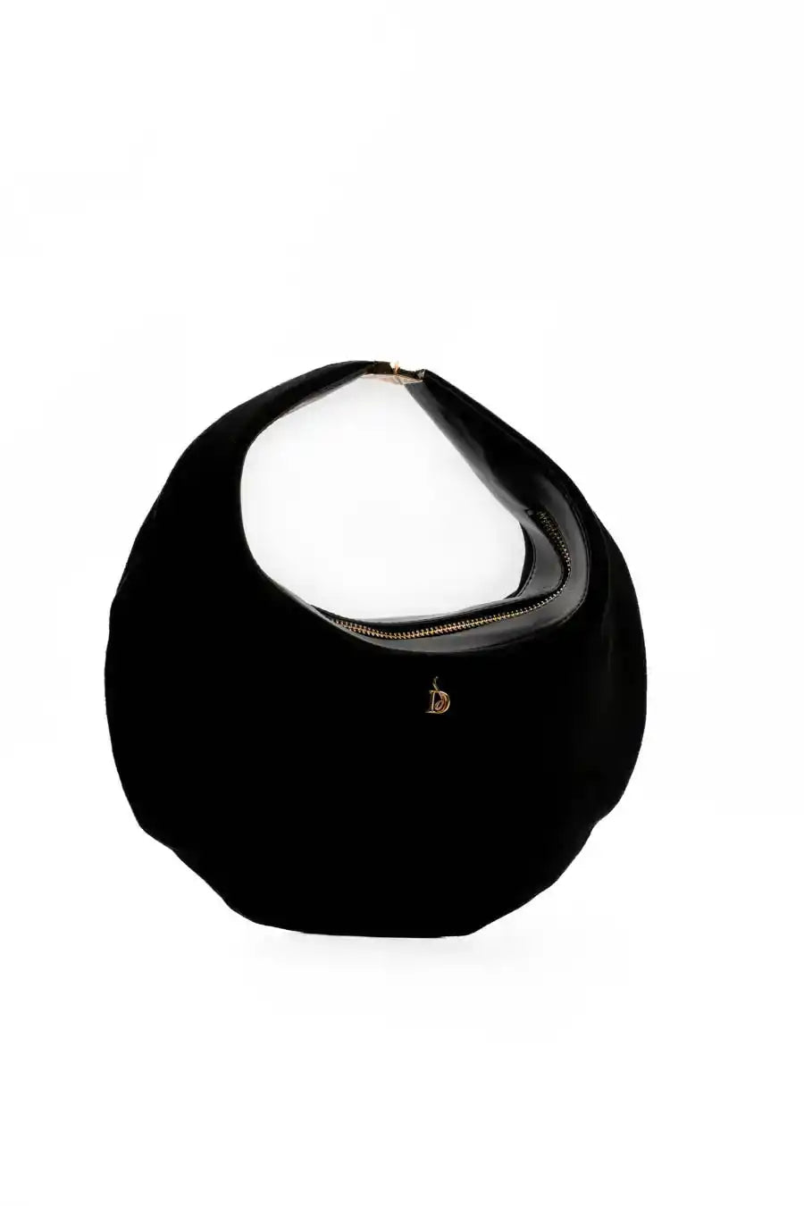 Suede Crescent-Shaped Handbag
