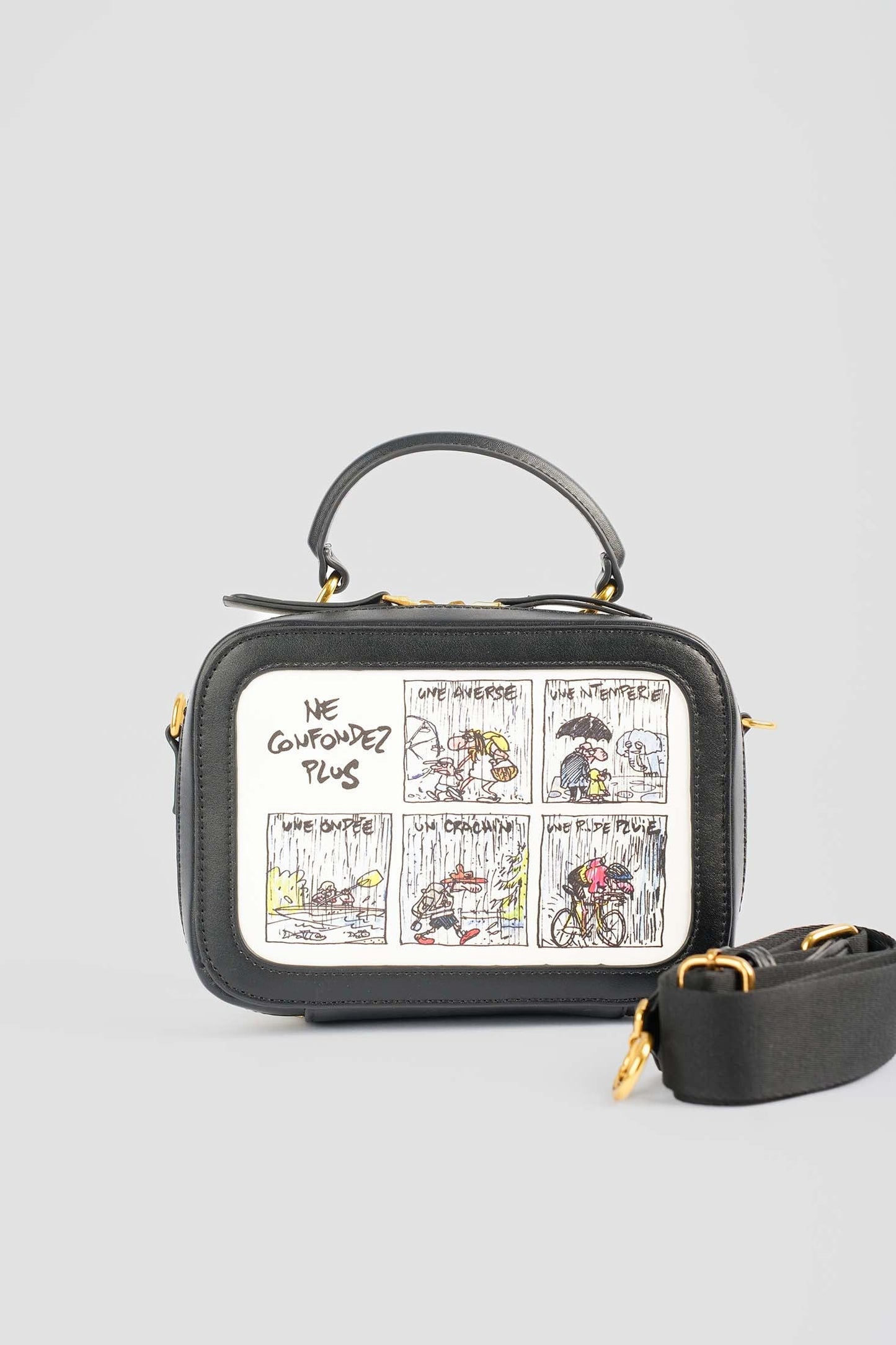 Casual Dual-Tone Comic Crossbody Bag