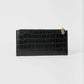 Croc-Pattern Wallet with Flap Closure