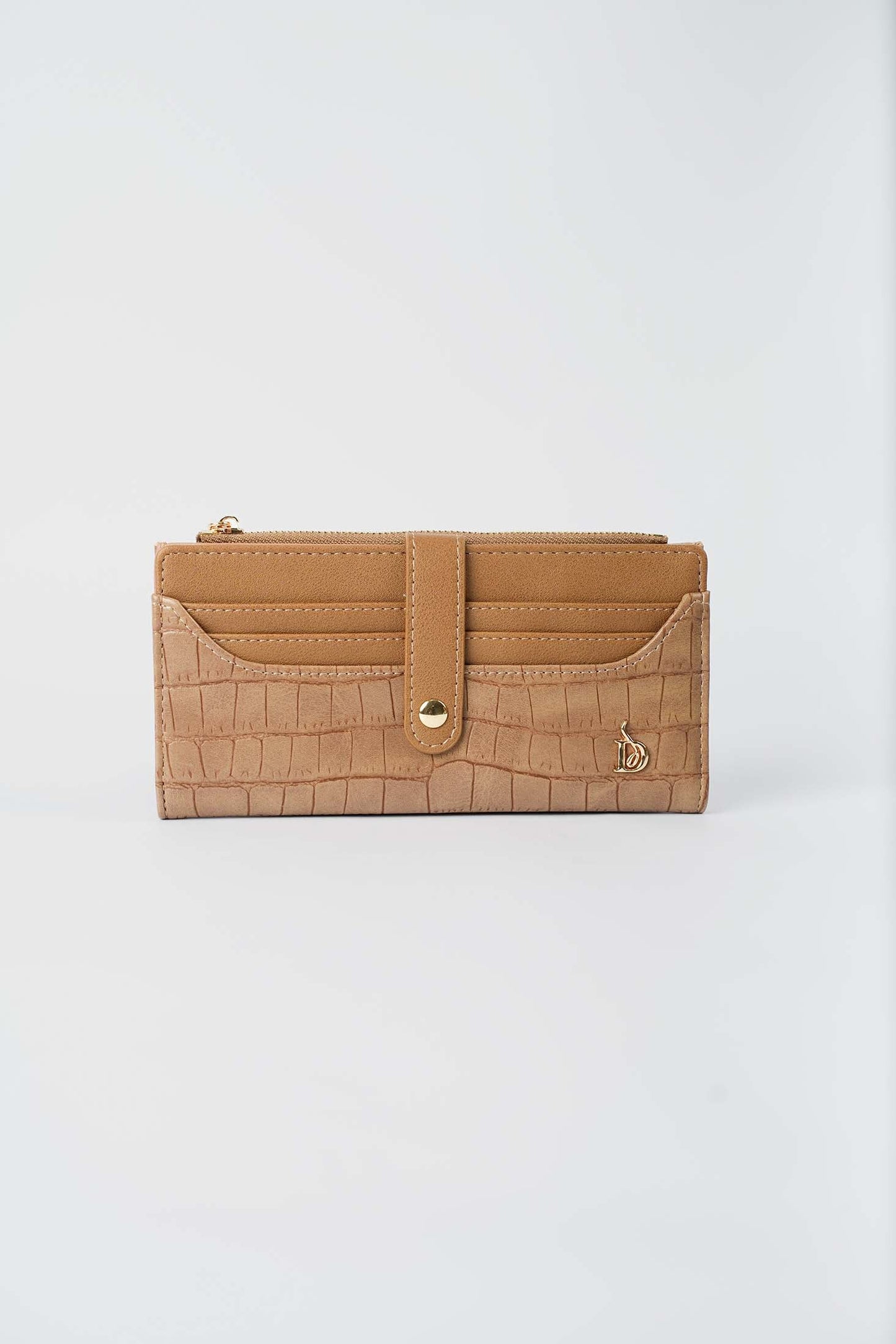 Croc-Pattern Wallet with Flap Closure