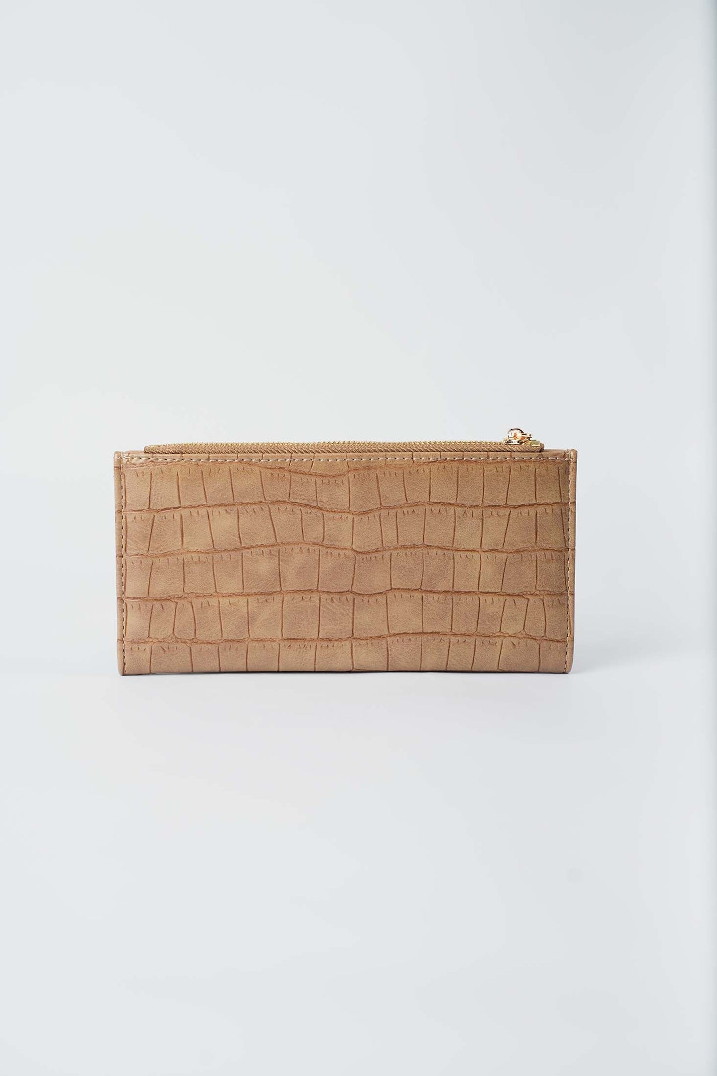 Croc-Pattern Wallet with Flap Closure