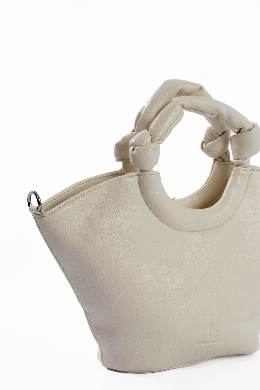 Circular Knotted Handle Leather Handbag