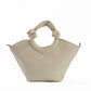 Circular Knotted Handle Leather Handbag