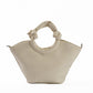 Circular Knotted Handle Leather Handbag