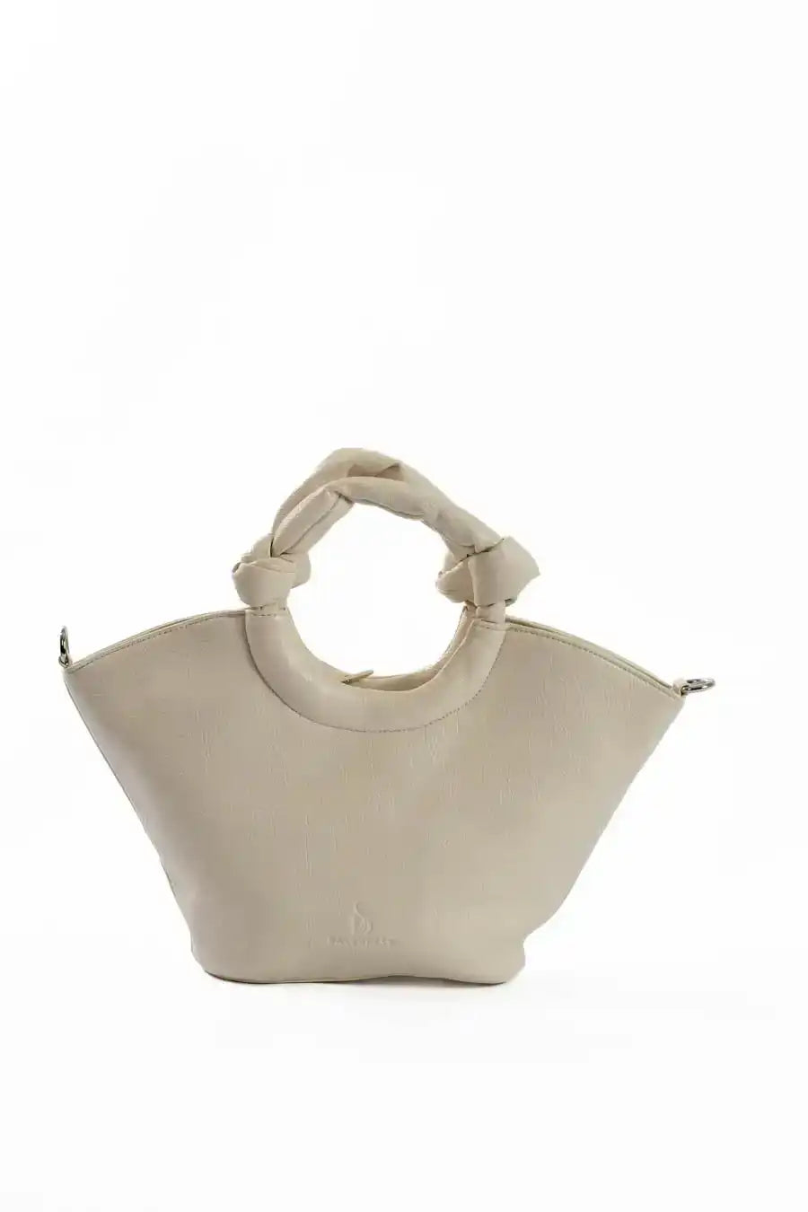Circular Knotted Handle Leather Handbag