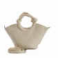 Circular Knotted Handle Leather Handbag