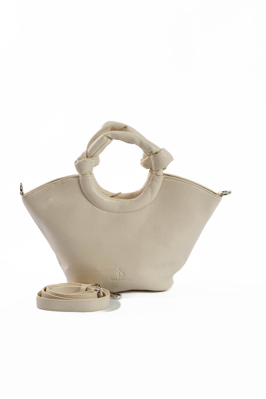 Circular Knotted Handle Leather Handbag