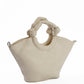Circular Knotted Handle Leather Handbag