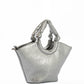Circular Knotted Handle Leather Handbag