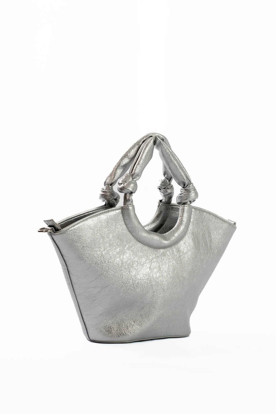 Circular Knotted Handle Leather Handbag