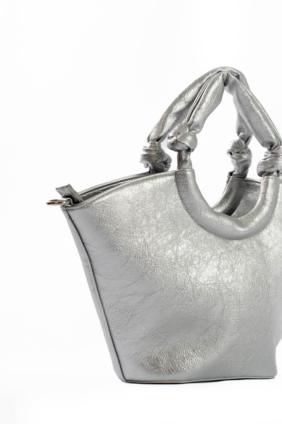 Circular Knotted Handle Leather Handbag