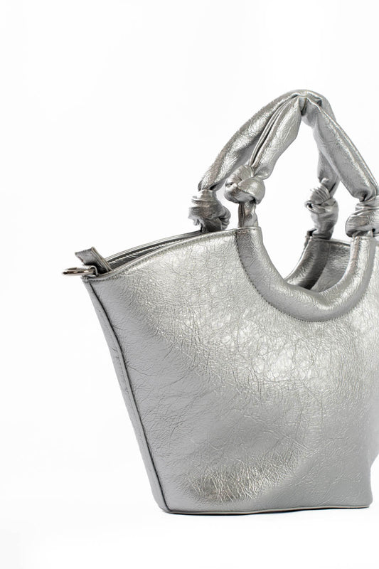 Circular Knotted Handle Leather Handbag