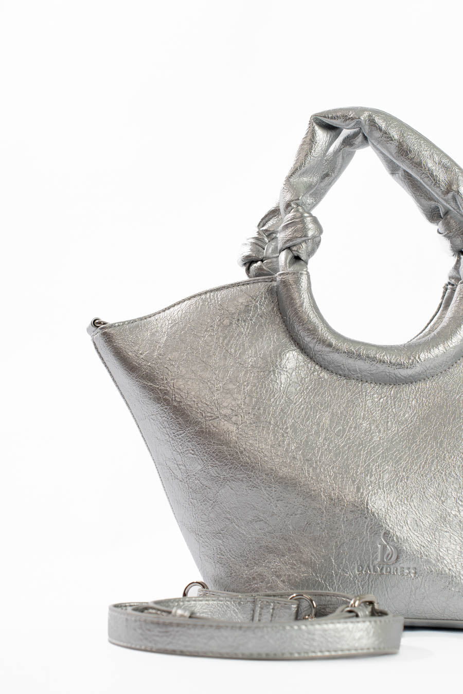 Circular Knotted Handle Leather Handbag