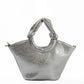 Circular Knotted Handle Leather Handbag