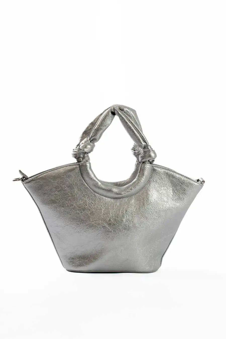 Circular Knotted Handle Leather Handbag