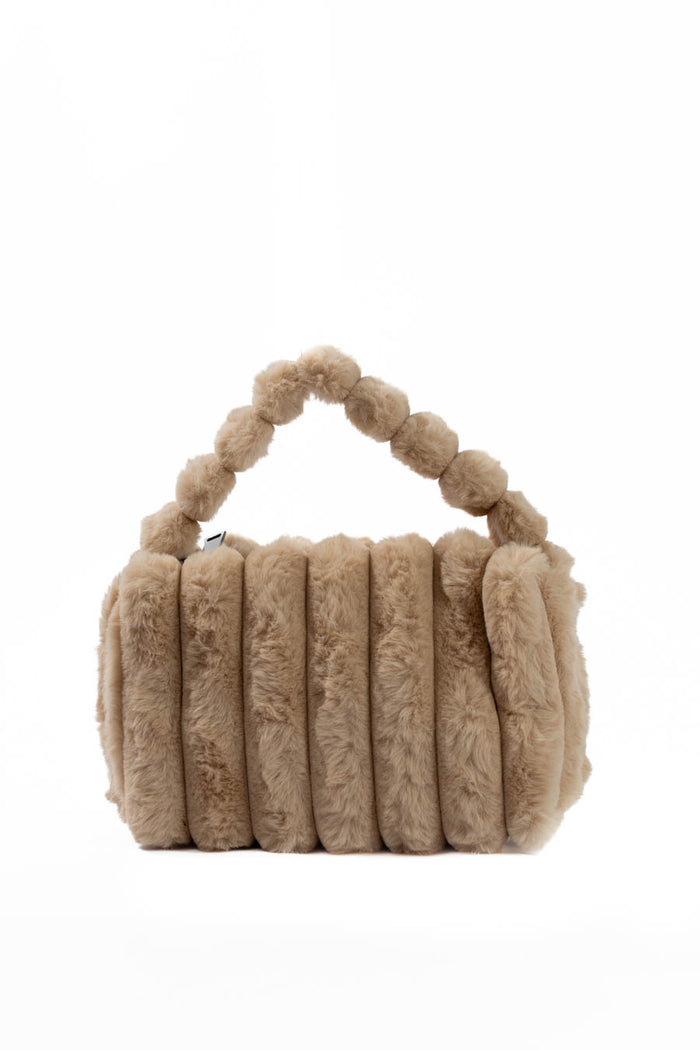 Stylish Beaded Fur Plush Handbag