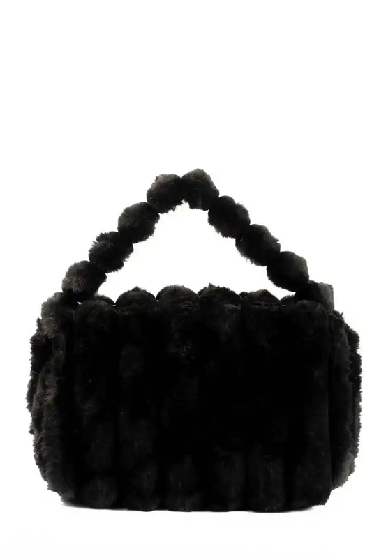 Stylish Beaded Fur Plush Handbag