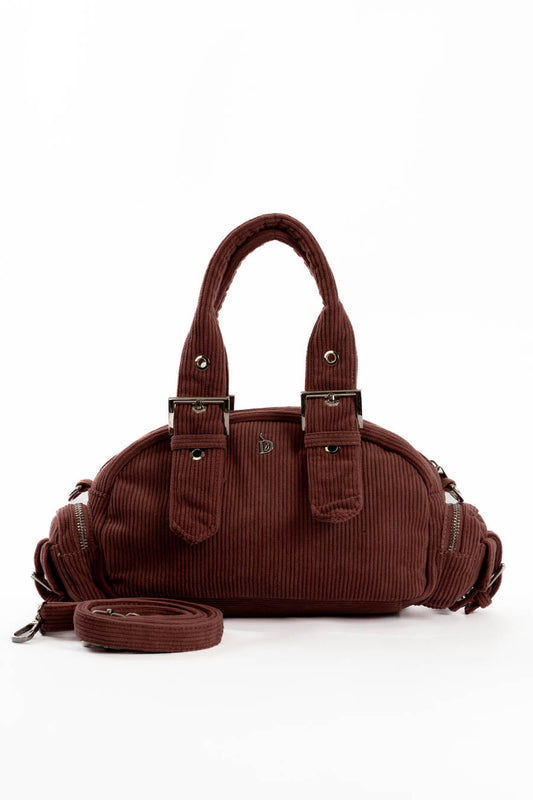 Corduroy Buckled Handle Casual Handbag