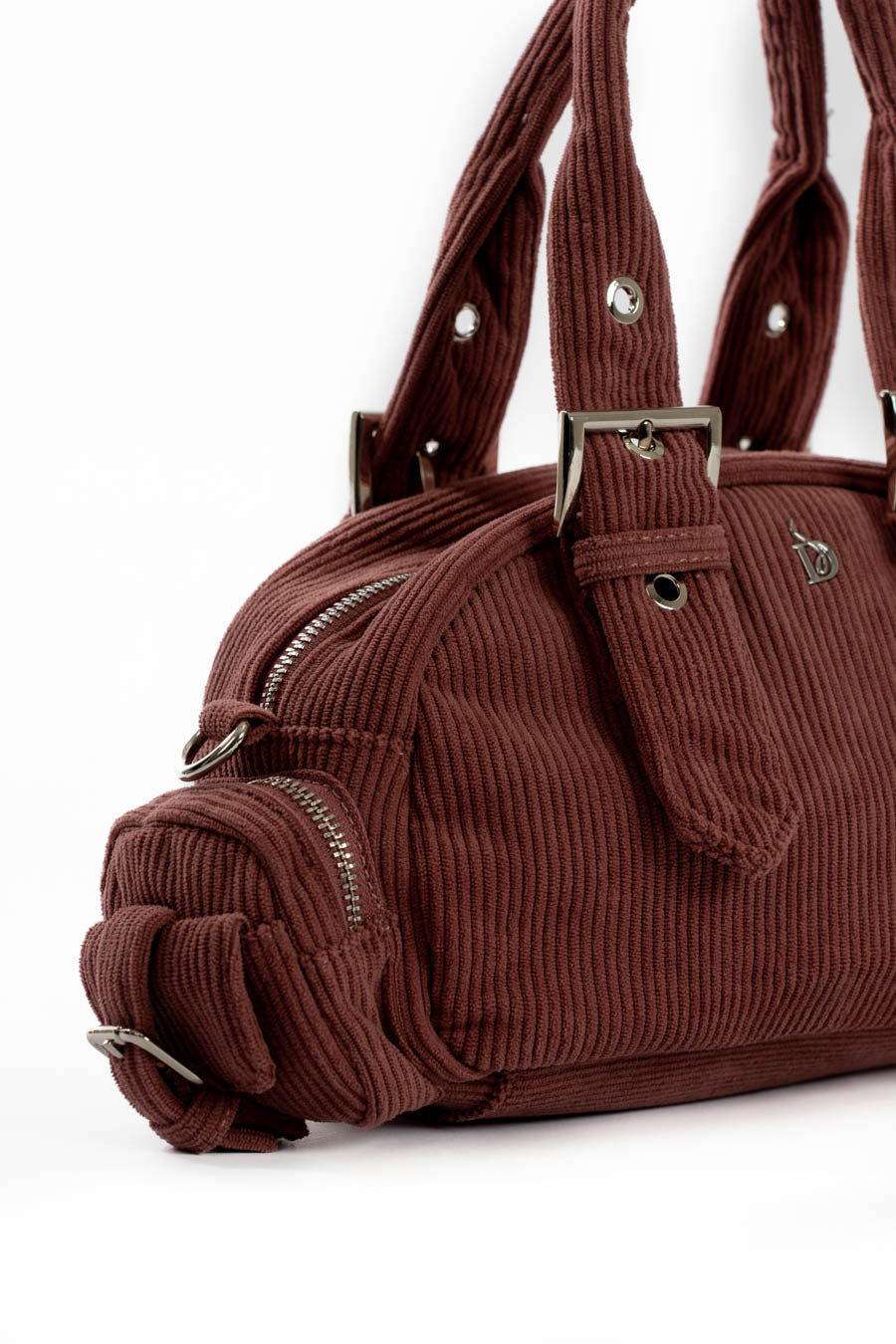 Corduroy Buckled Handle Casual Handbag