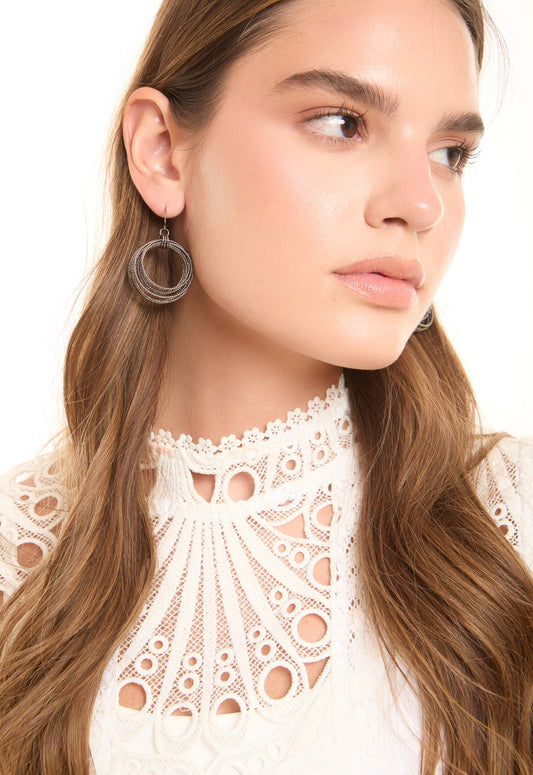 Textured Multi-Hoop Dangle Earrings