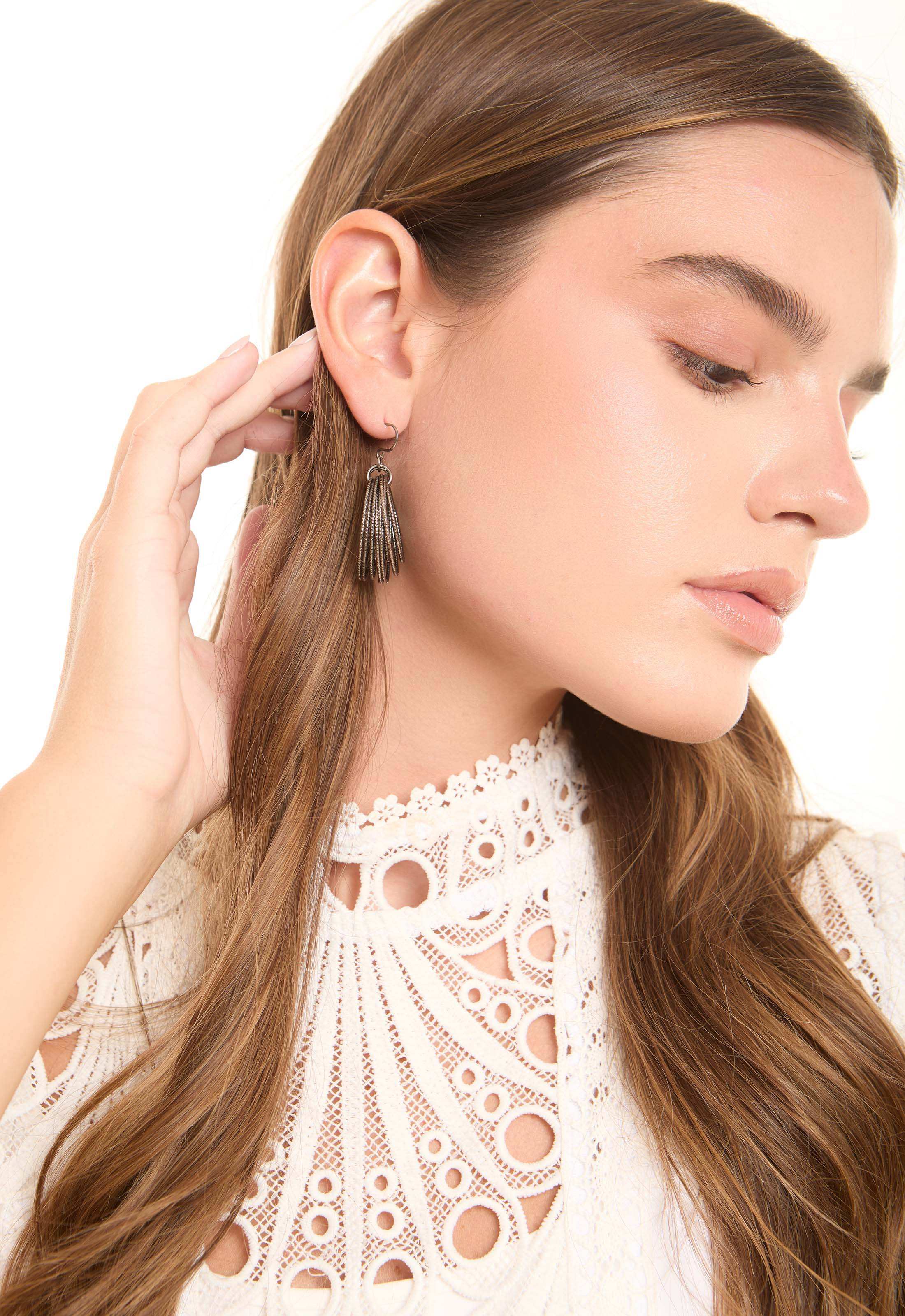 Textured Multi-Hoop Dangle Earrings