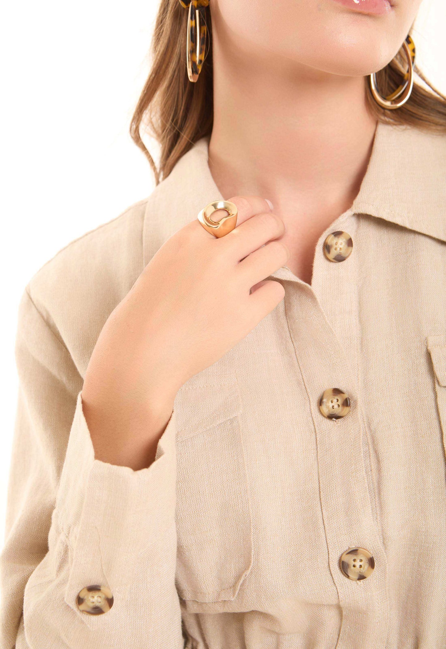 Sculpted Irregular Hollow Statement Ring