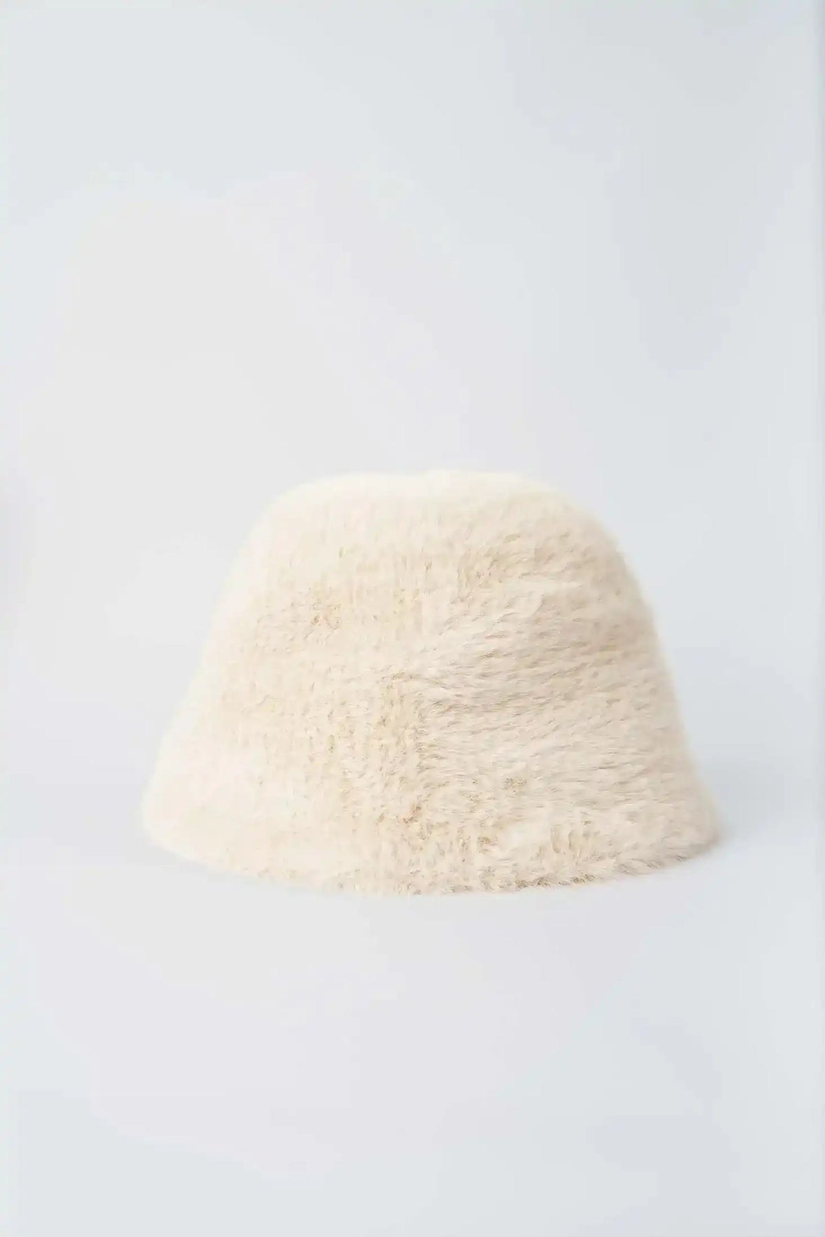 Fluffy Faux Fur Beige Bucket Hat