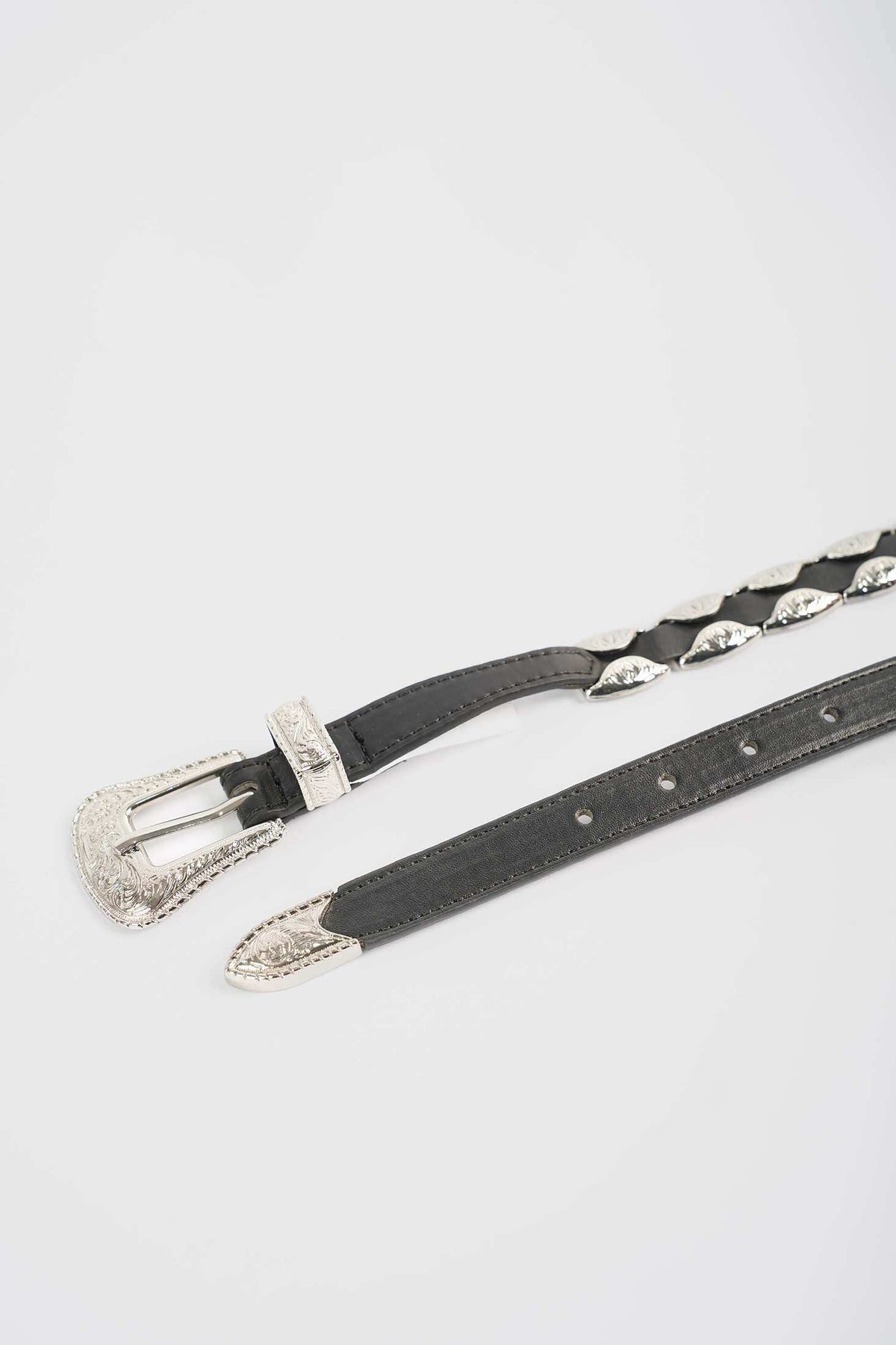Western Linked Metal-Detail Belt