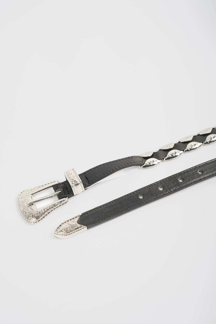 Western Linked Metal-Detail Belt