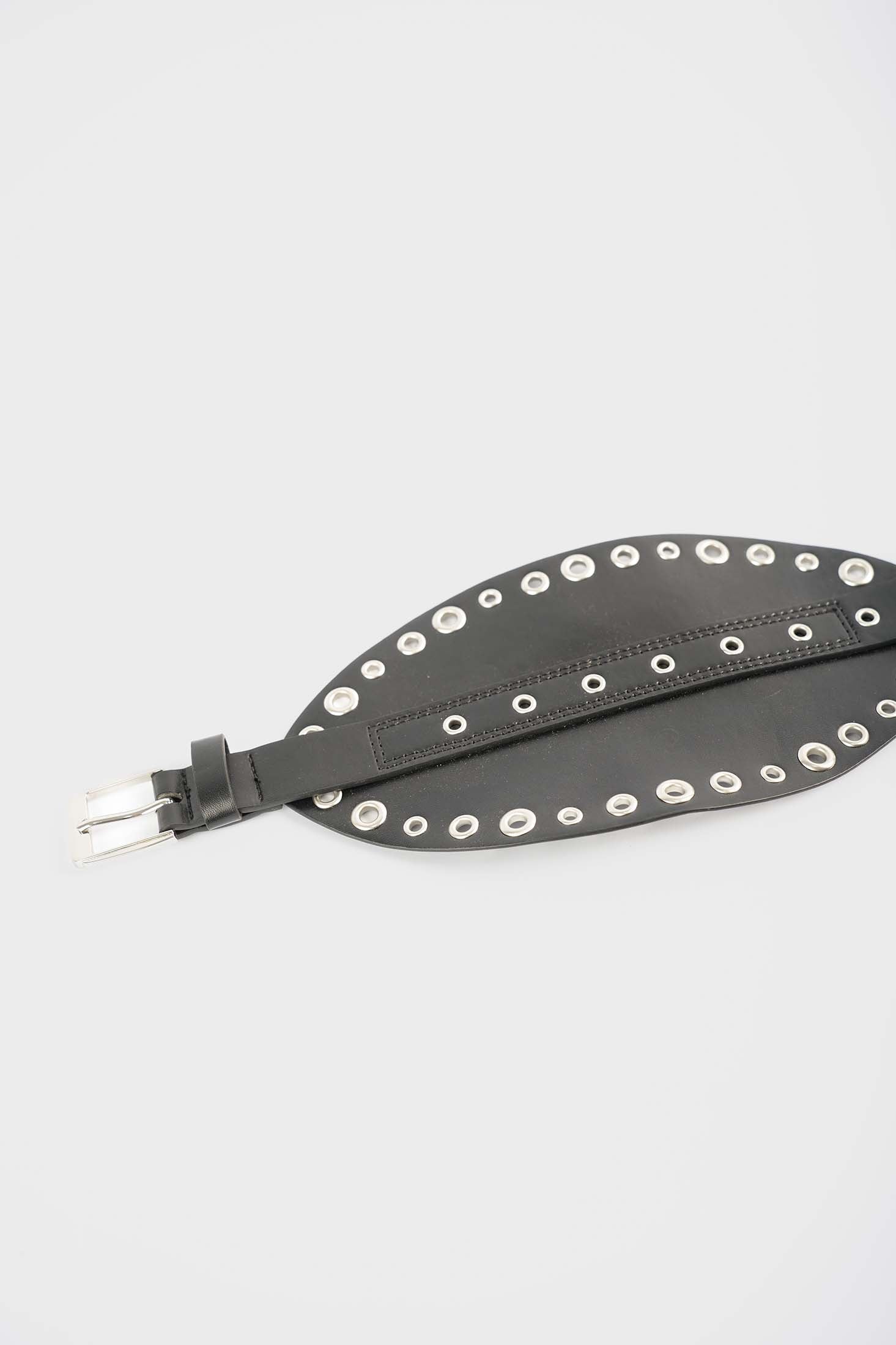 Wide Oval Bold Grommet-Accent Statement Belt