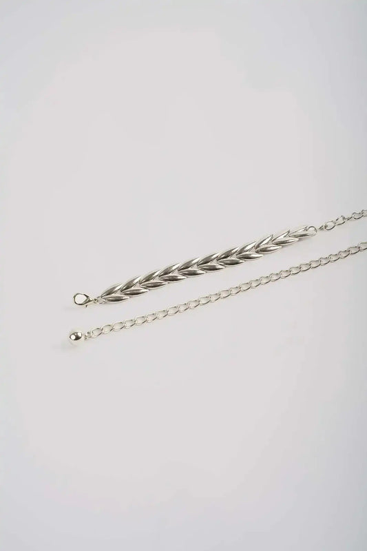 Sleek Leaf-Link Metal Chain Belt