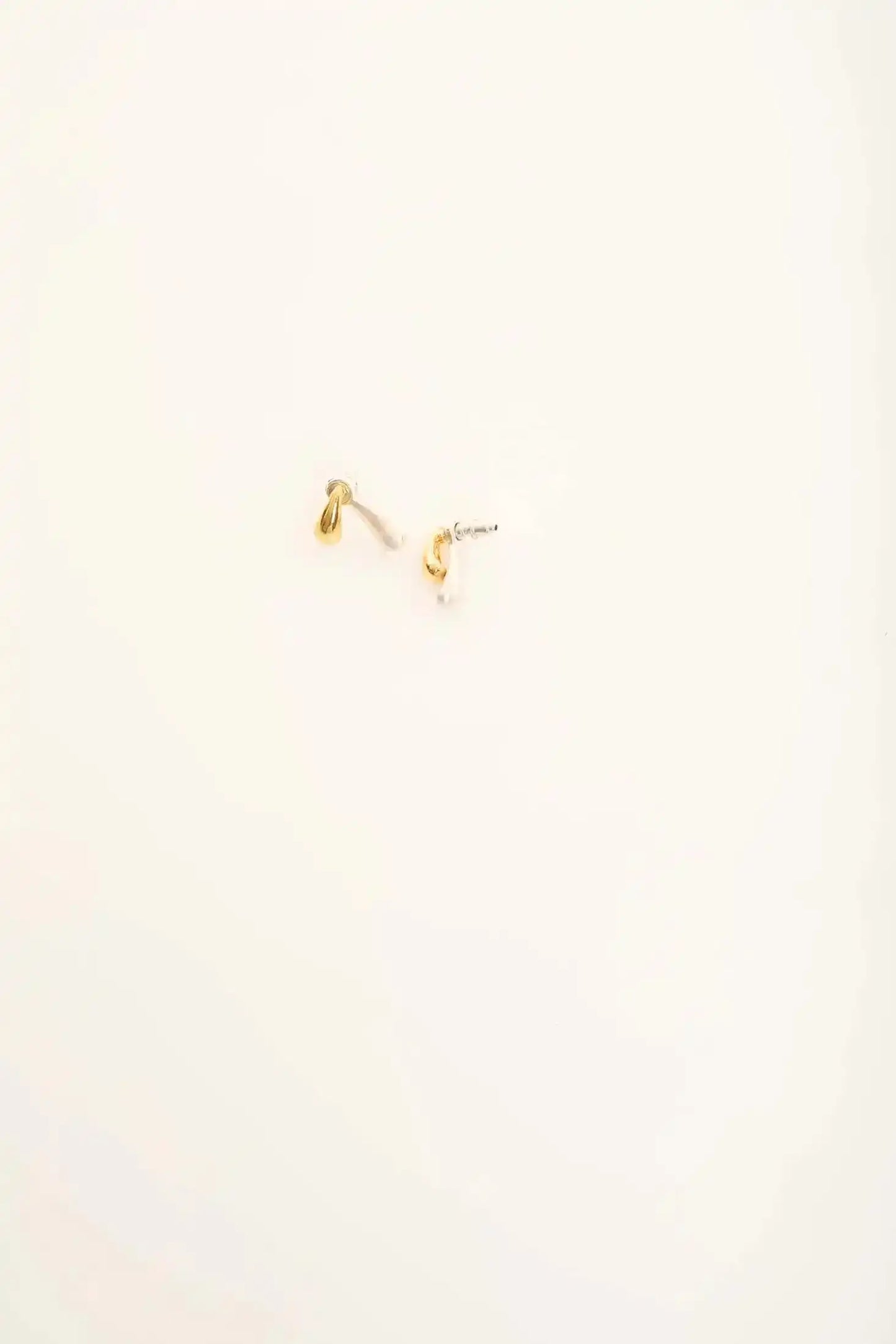 Dual Tone Teardrop Stud Earrings