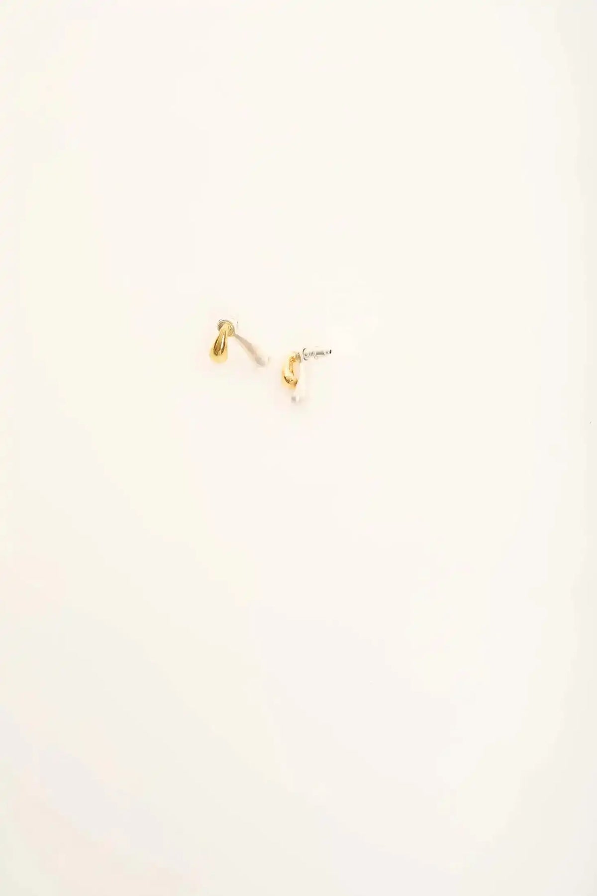 Dual Tone Teardrop Stud Earrings
