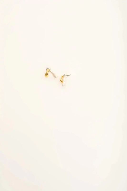 Dual Tone Teardrop Stud Earrings
